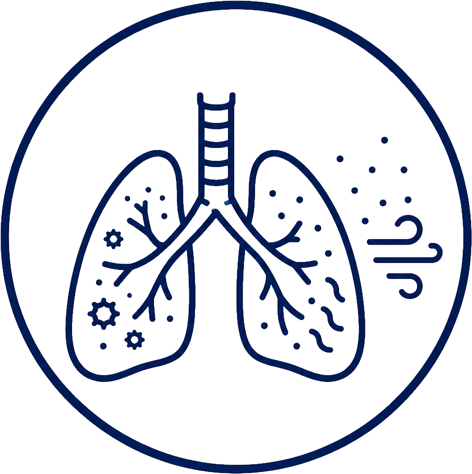 Ilustração representando alergias respiratórias, rinite e asma